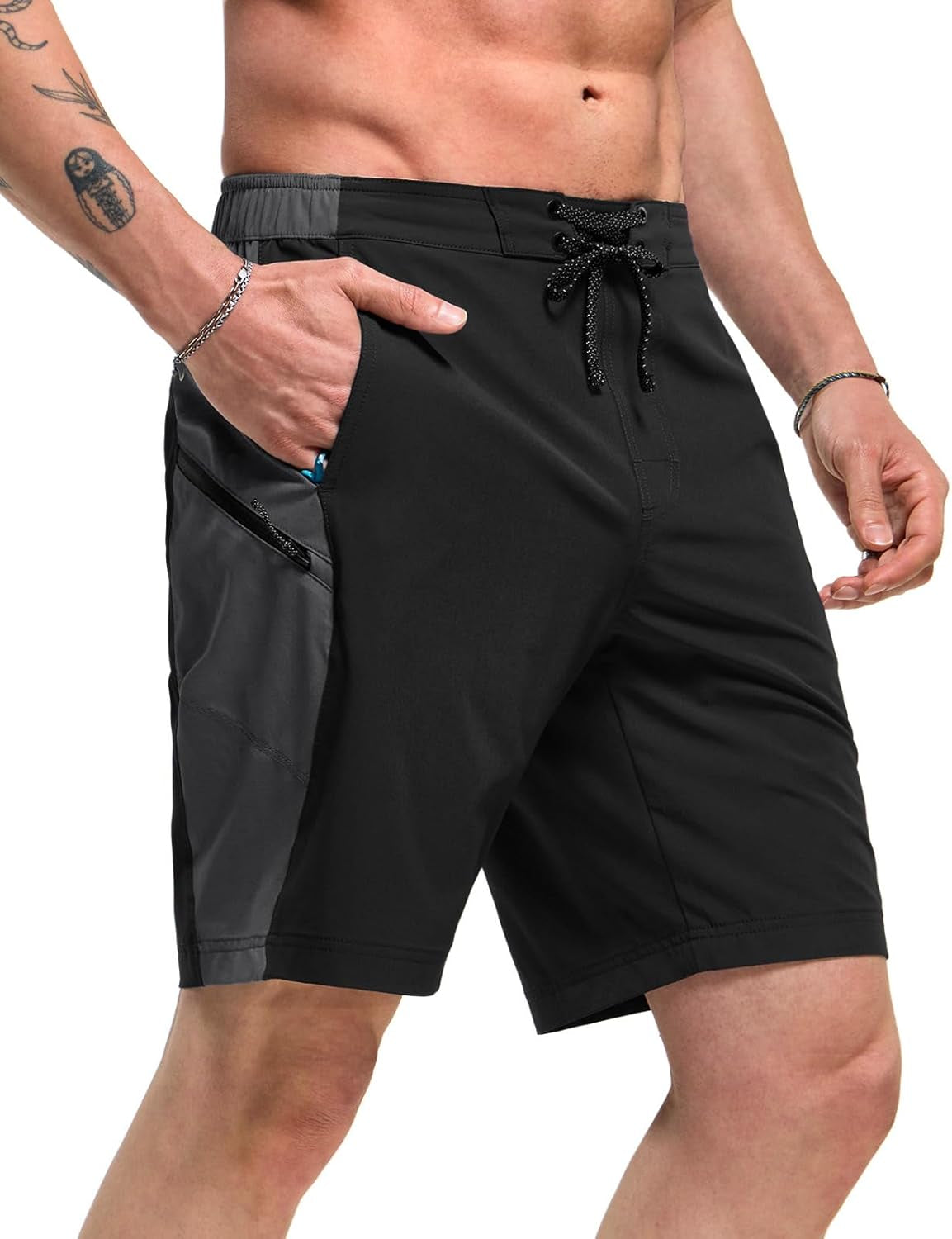 TSLA Men's Quick-Dry Swim Trunks - Lightweight Beach Board Shorts with Pockets