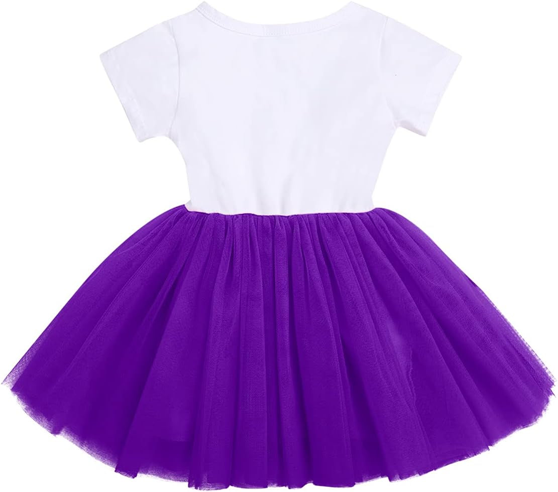 IBTOM CASTLE Baby Girls Newborn It'S My 1St/2Nd Birthday Cake Smash Shinny Printed Sequin Bow Tutu Princess Dress