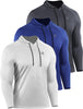 NELEUS Men'S 3 Pack Mesh Running Shirt Long Sleeve Workout Athletic Shirts with Hoods,5095,White/Grey/Blue,3Xl