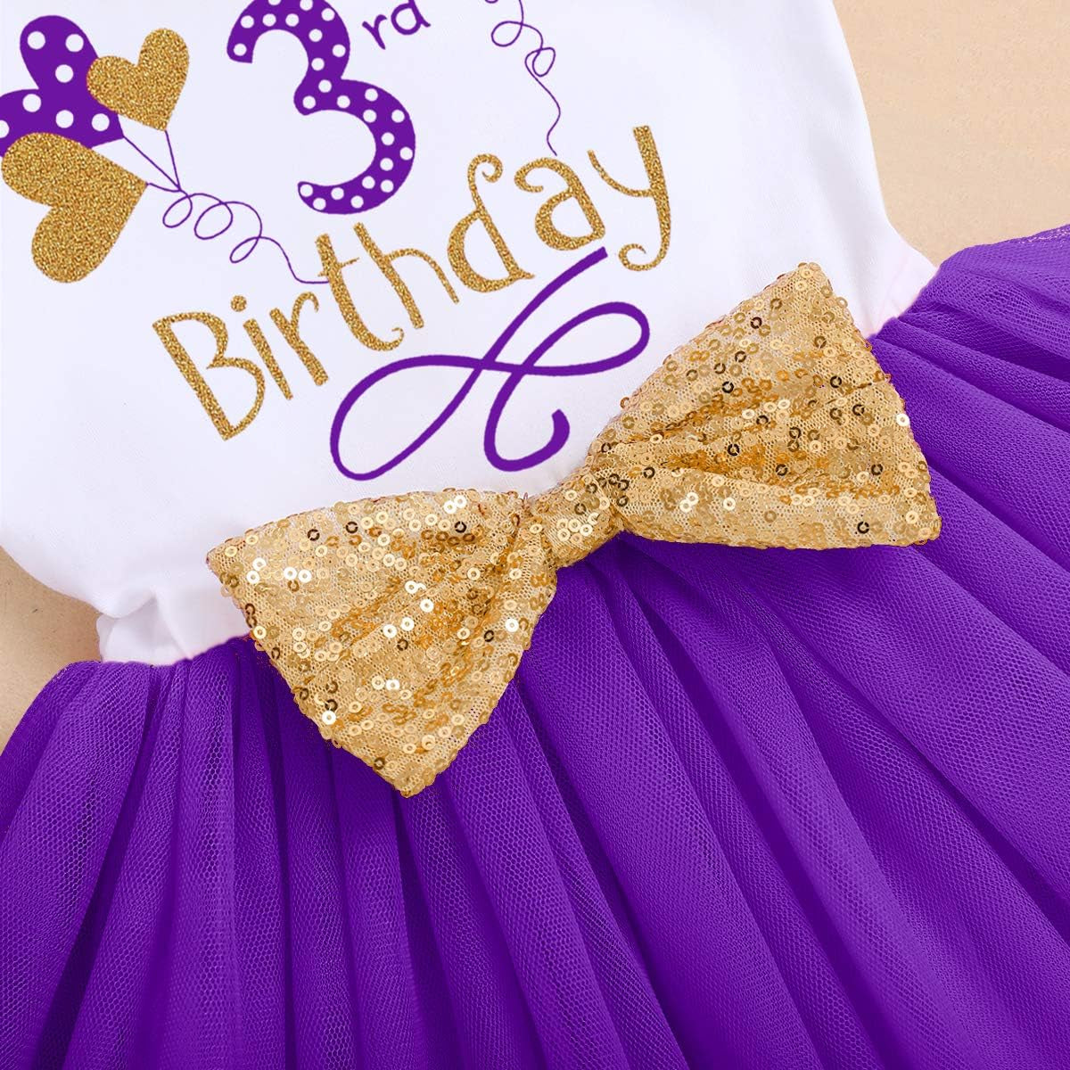 IBTOM CASTLE Baby Girls Newborn It'S My 1St/2Nd Birthday Cake Smash Shinny Printed Sequin Bow Tutu Princess Dress